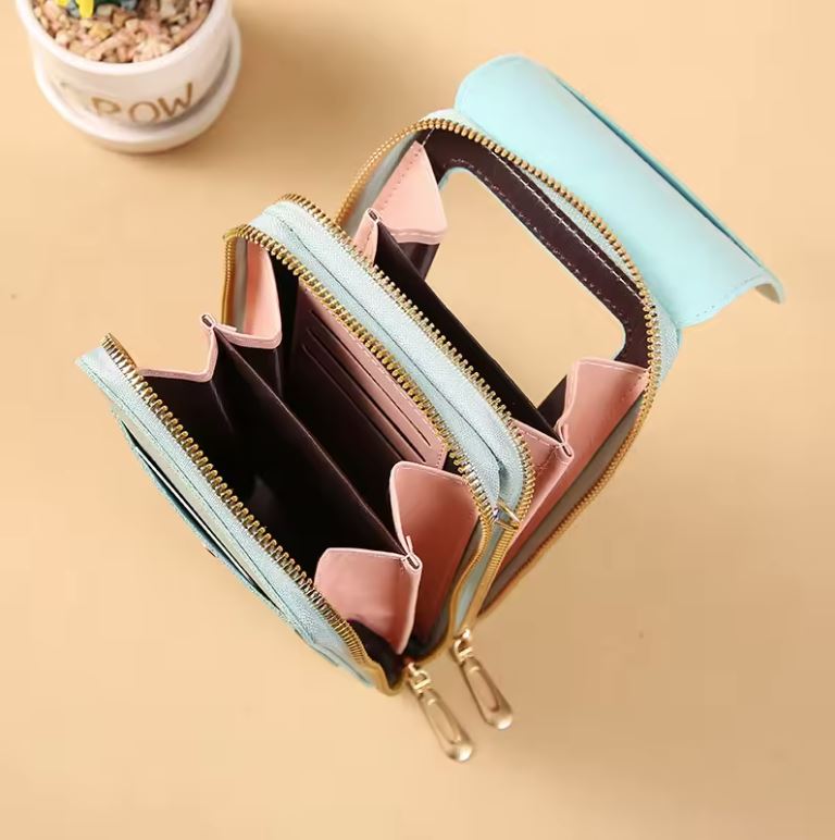BOLSO MANOS LIBRES CON BILLETERA Y PORTACELULAR