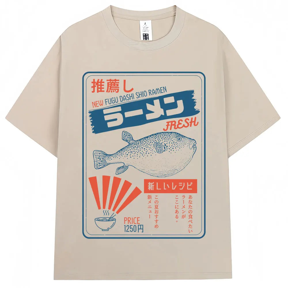 CAMISETA OVERSIZE UNISEX CON ESTAMPADO JAPONÉS HOKKAIDO VINTAGE