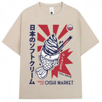 CAMISETA OVERSIZE UNISEX CON ESTAMPADO JAPONÉS HOKKAIDO VINTAGE